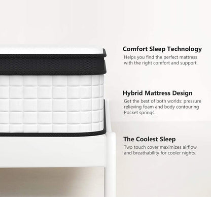 MUSSER 10 Inch Hybrid Mattress of Comfort Foam And Durable Springs Mattress Twin
