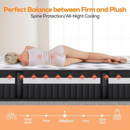 King Mattress, Famistar 13 Inch Memory Foam Mattress King Size, Innerspring Hybrid King Bed Mattress in a Box Medium Firm with Motion Isolation & Strong Support & Pressure Relief, CertiPUR-US