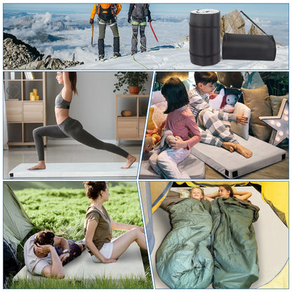 Seizeen Camping Mattress Pad, Portable Roll Up Sleeping Pad for Camping, Memory Foam Floor Sleeping Mat for Tent Car Travel, Storage Bag, Waterproof Bottom, Gray Plush Fabric, 75"D x 25"W x 2.5"T