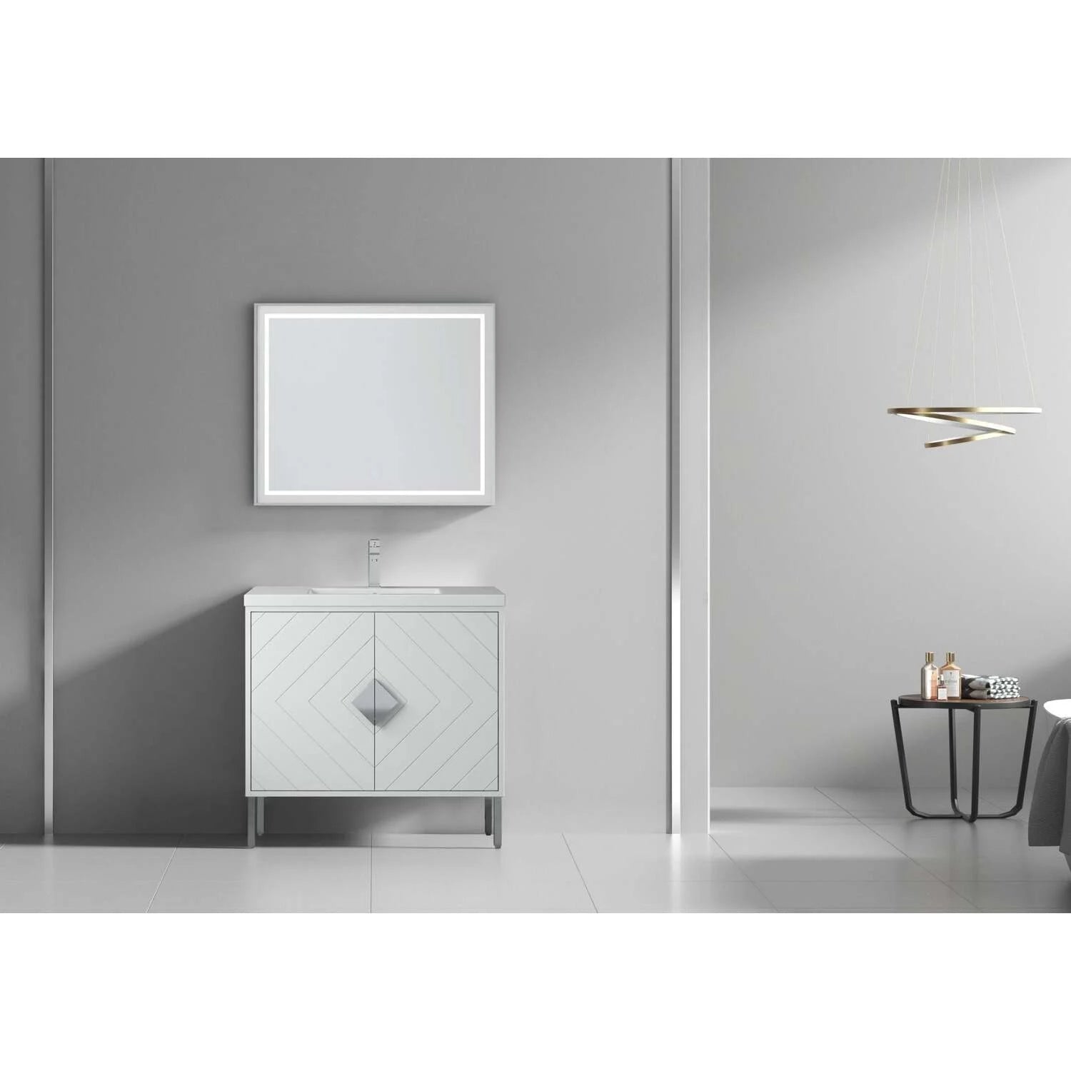 Tennant Brand 24" Modern White Bathroom Vanity with White Acrylic Top