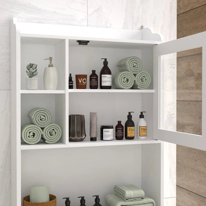 Gzxs Slim Toilet Paper Storage Cabinet, Over The Toilet Storage Cabinet for Skinny Bathroom Storage Corner Floor, White