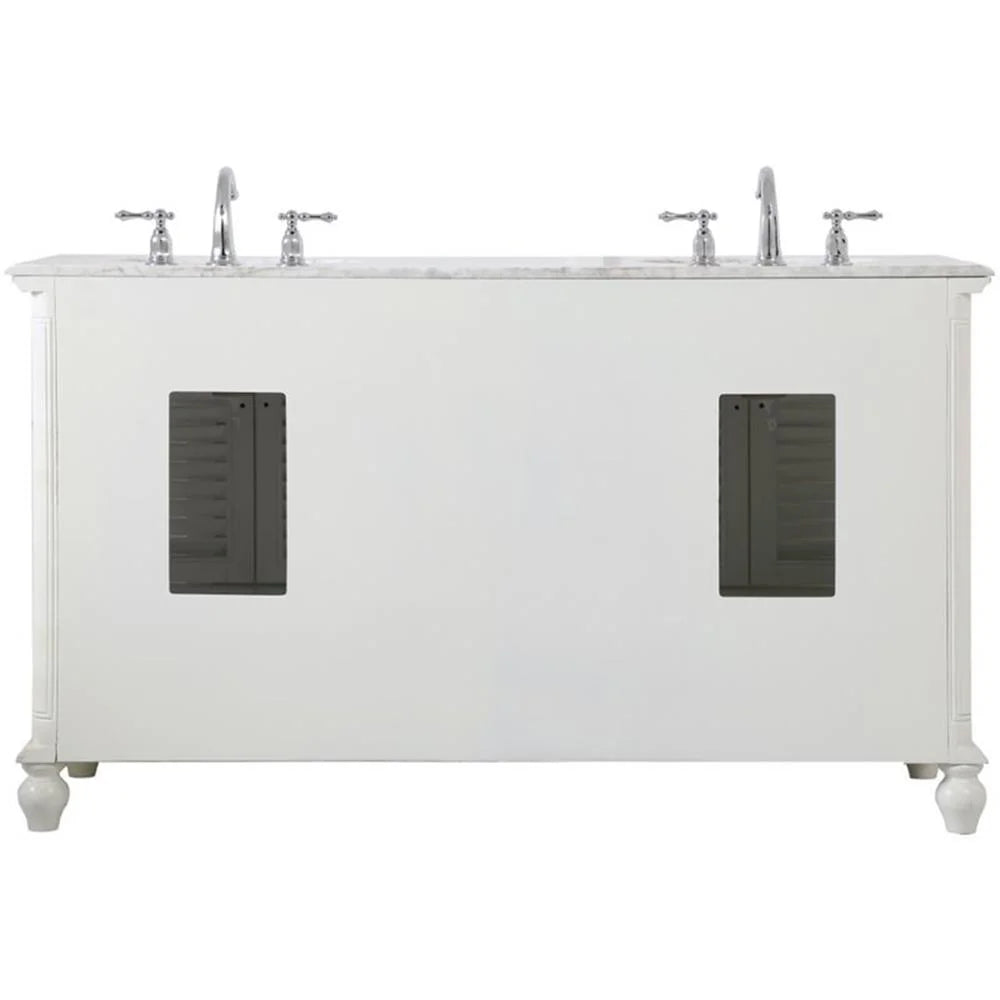 Elegant Kitchen and Bath 60 inch Double Bathroom Vanity in Antique White