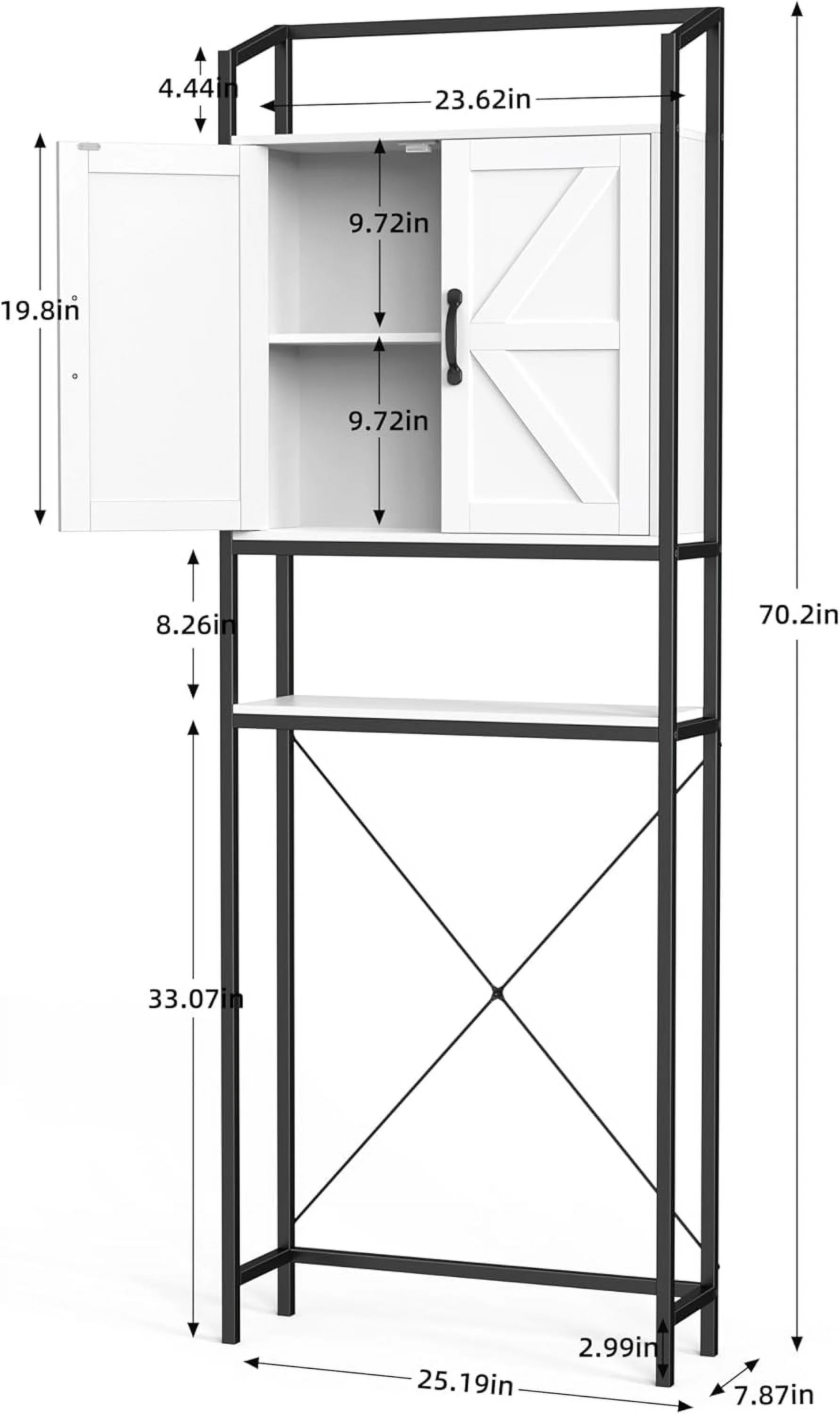 HAUXITIO Over The Toilet Storage Cabinet, Bathroom Space Saving Toilet Shelf with 2 Doors and 3 Adjustable Shelf, White