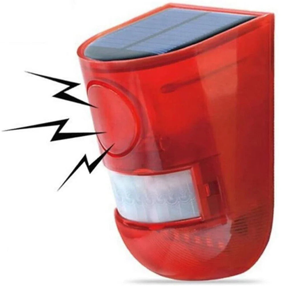 LINKPAL Solar Motion Sensor Detector Siren Sound Alarm LED Warning Strobe Flashing Red Light Security Outdoor Device for Home Warehouse Farm