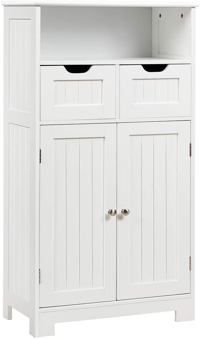 Giantex Multifunctional Floor Cabinet, Freestanding Bathroom Cabinet with Removable Drawers and Adjustable Shelf for Bathroom, Living Room, Bedroom or Entryway, 24 x 12 x 43 inches (Black)
