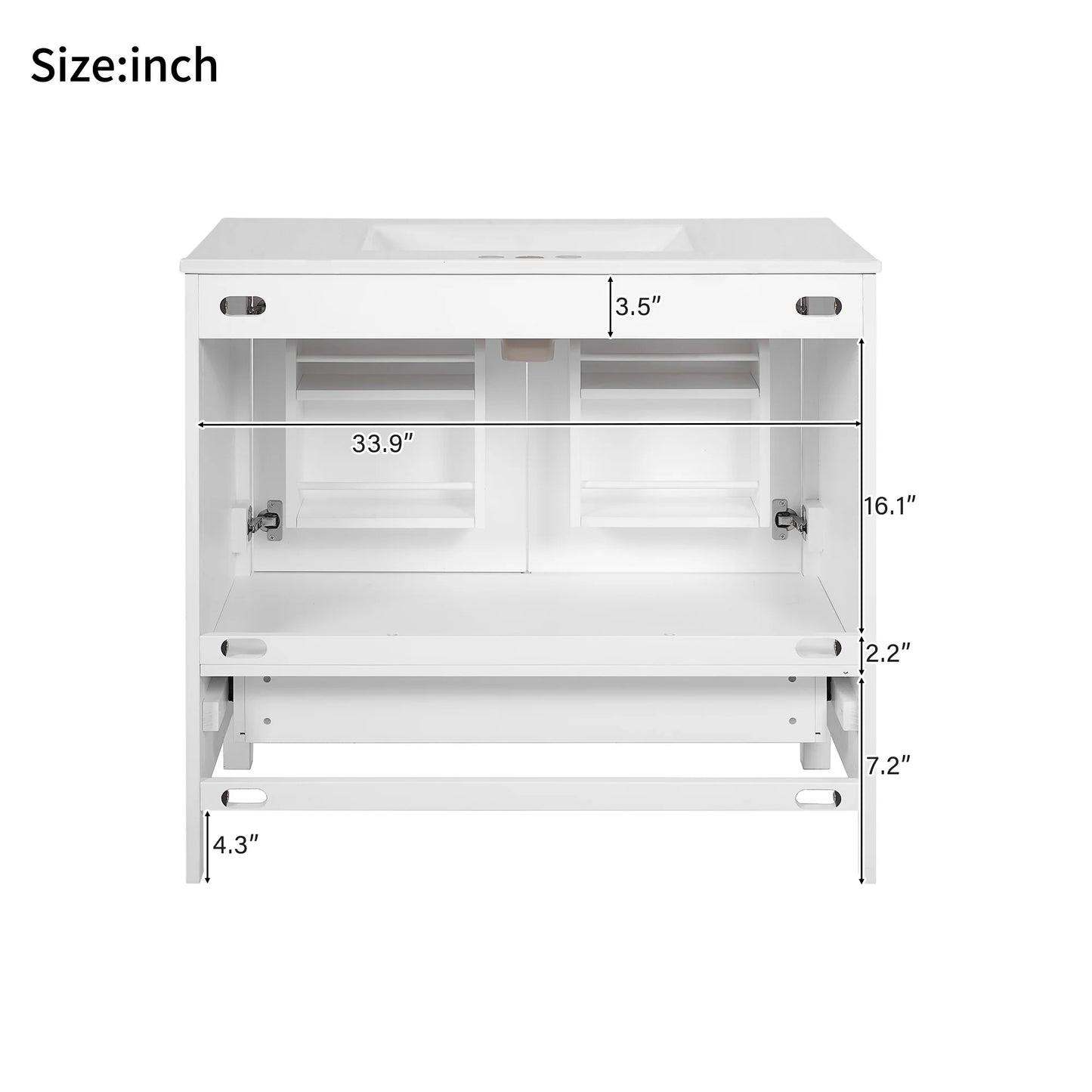 Harper & Bright Designs 72" White Bathroom Vanity Sink Combo with Soft-Close Doors, Bathroom Floor Cabinet with Storage