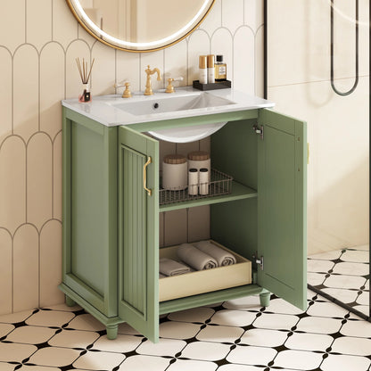 Harper & Bright Designs 30" Bathroom Vanity with Sink, Bathroom Storage Cabinet with Drawers, Single Sink Bathroom Vanity, Green