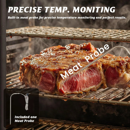 Vertical Electric Pellet Smoker Grill with Cover, 616 sq in Cooking Area, LED Temperature Control, Meat Probe, Outdoor BBQ Smoker for Steak, Ribs, Fish & Vegetables