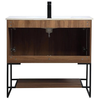 Elegant Kitchen and Bath 36 Inch Single Bathroom Vanity In Walnut Brown
