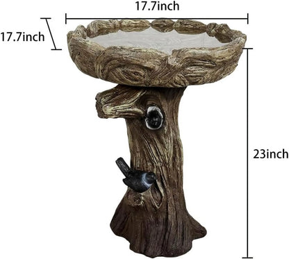 24.4" H Cement Bird Bath for Garden- Fibre Reinforced Concrete Bird Baths for Outdoors, Large Size Vintage Carved Pedestal Birdbath for Patio, Yard, Lawn -20° Dia. X 24.4° H Bird Fountain