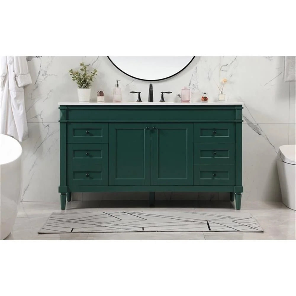 Elegant Kitchen and Bath 60 Inch Double Bathroom Vanity In Green