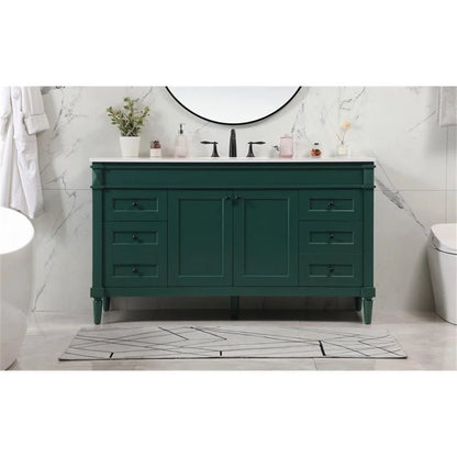 Elegant Kitchen and Bath 60 Inch Double Bathroom Vanity In Green