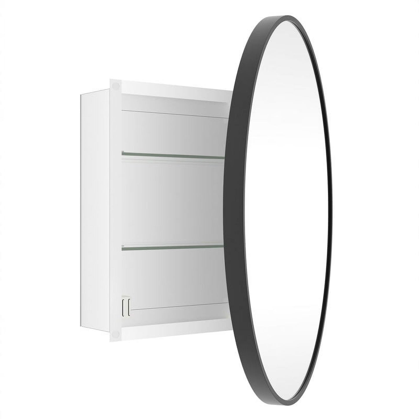 WallBeyond Bathroom Medicine Cabinet with Round Mirror Aluminum Framed 24", Gold