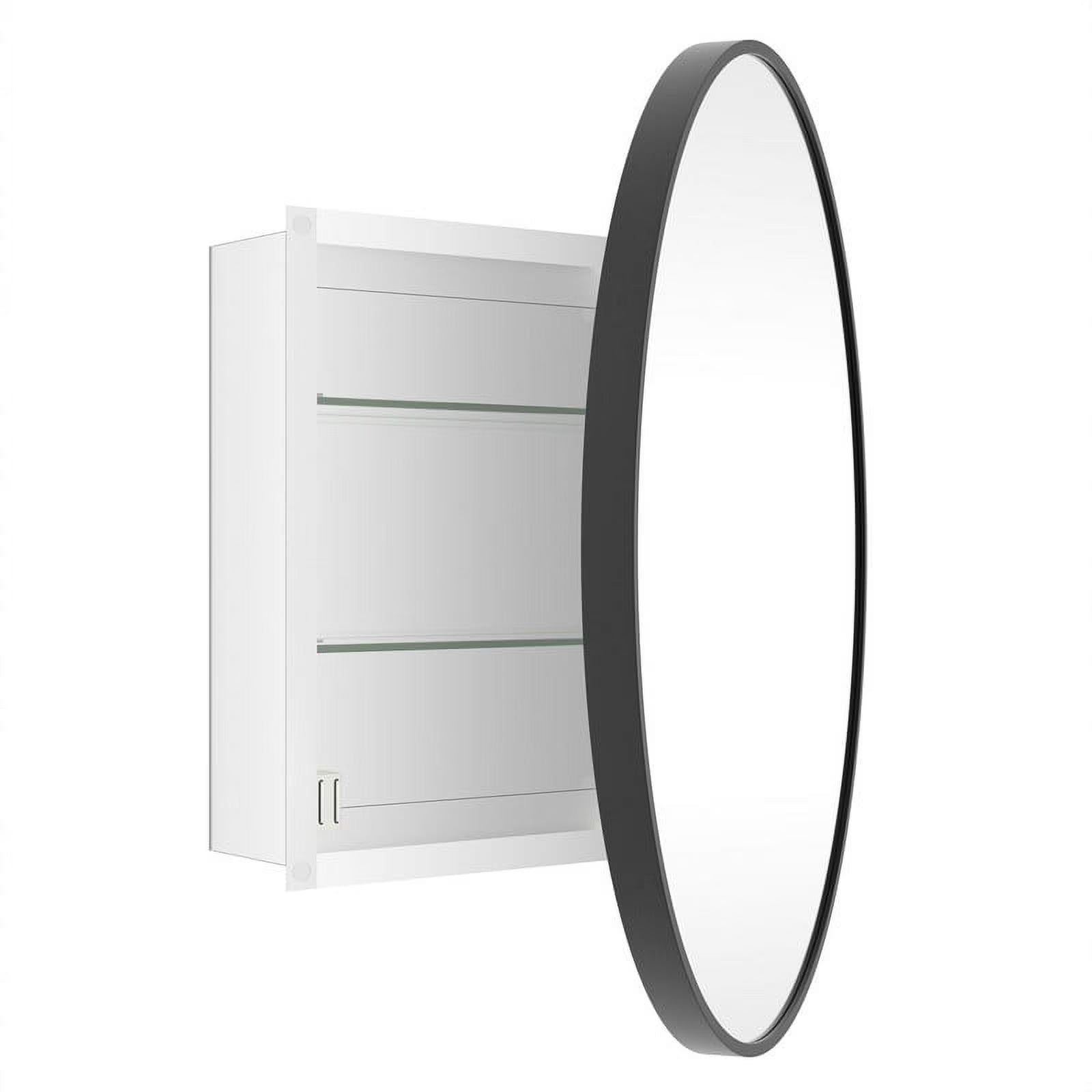 WallBeyond Bathroom Medicine Cabinet with Round Mirror Aluminum Framed 24", Gold
