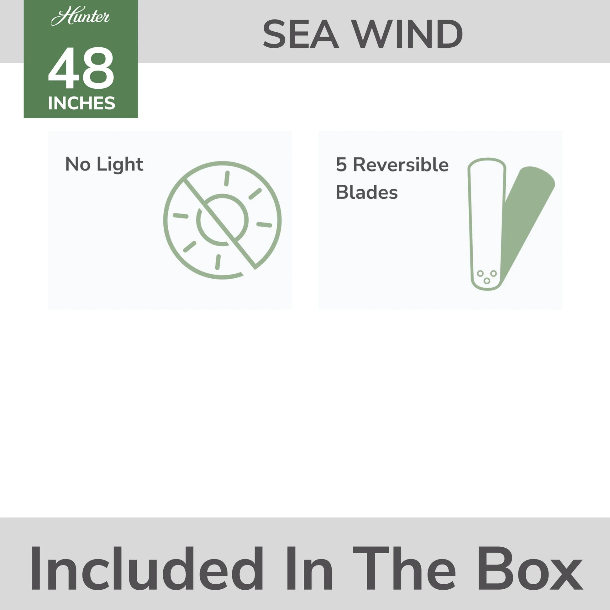 Hunter - Sea Wind Indoor/Outdoor Low Profile Ceiling Fan, 48-inch, Matte Black, Nautical-style, 3-speed WhisperWind Motor, 53118, for Porches, Bathrooms