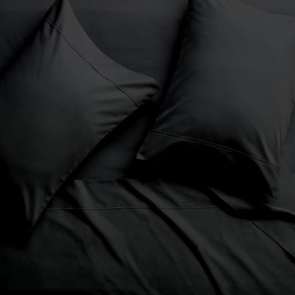 24-INCH EXTRA DEEP POCKETS -King Organic 1000-TC Cotton 6-PC Sheet Set with 4 Pillowcases - Black