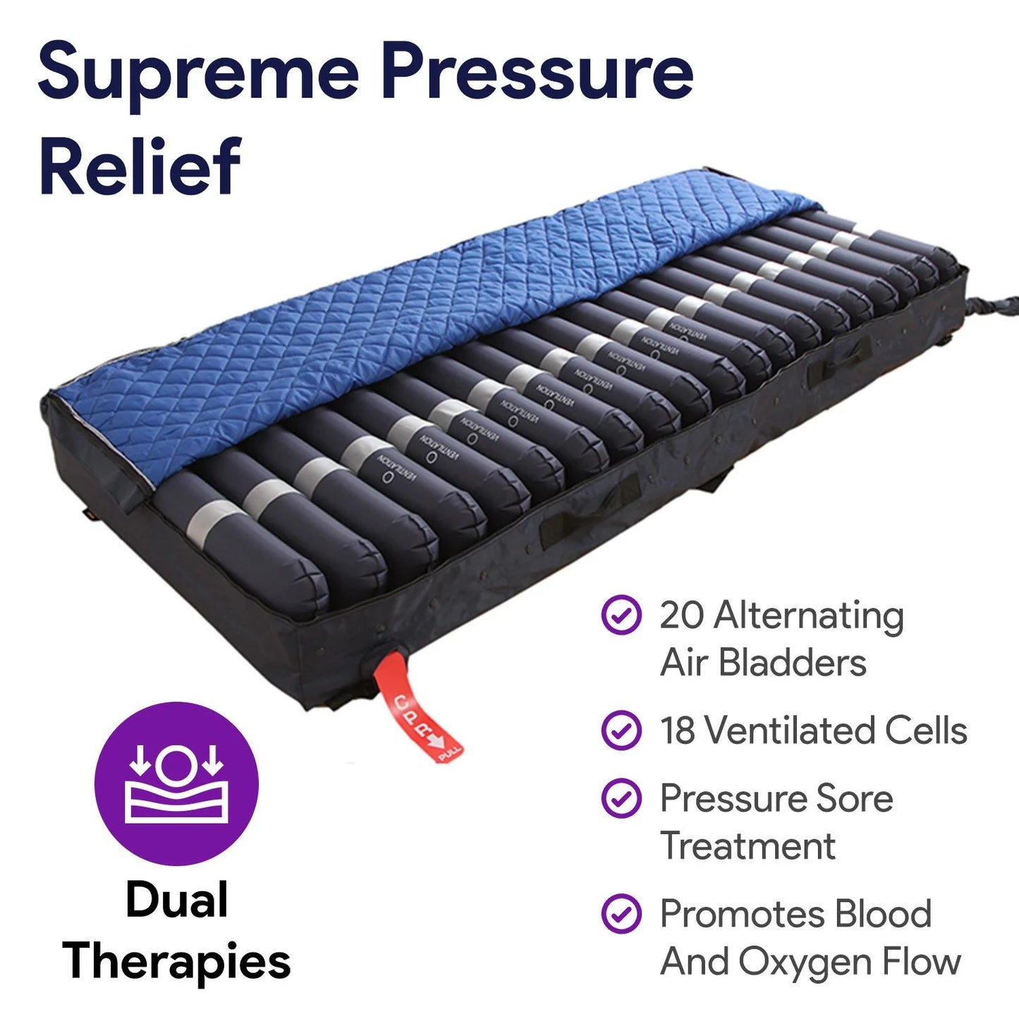 Proheal Low Air Loss Alternating Pressure Air Mattress with Pump - Stages I-III - Bed Size: 36° x 80° Bed Thickness: 8 inch