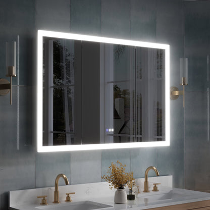 ANGELES HOME 36" x 32" LED Lighted Bathroom Medicine Cabinet with Mirror, 3X Magnification Makeup Mirror, Vanity Mirror Cabinet w/Defogger, Dimmable, Memory Function, Outlets & USB