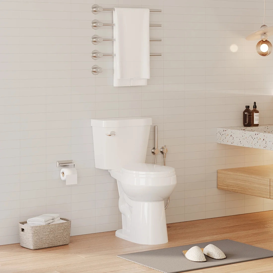 21" Toilet, Two-Piece Toilet, ADA Toilet with Dual Flush, Round Toilets for Bathrooms with Soft Close Seat, Universal Height with 1.28 Siphonic Flush Cotton White