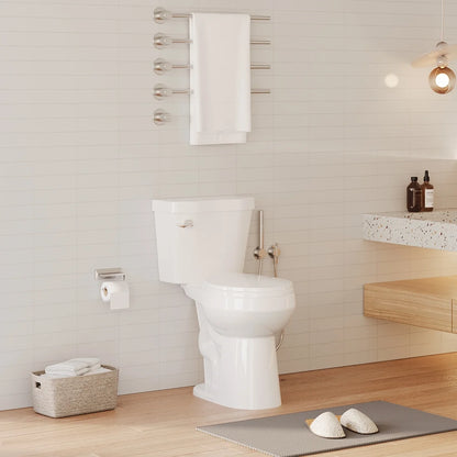 21" Toilet, Two-Piece Toilet, ADA Toilet with Dual Flush, Round Toilets for Bathrooms with Soft Close Seat, Universal Height with 1.28 Siphonic Flush Cotton White