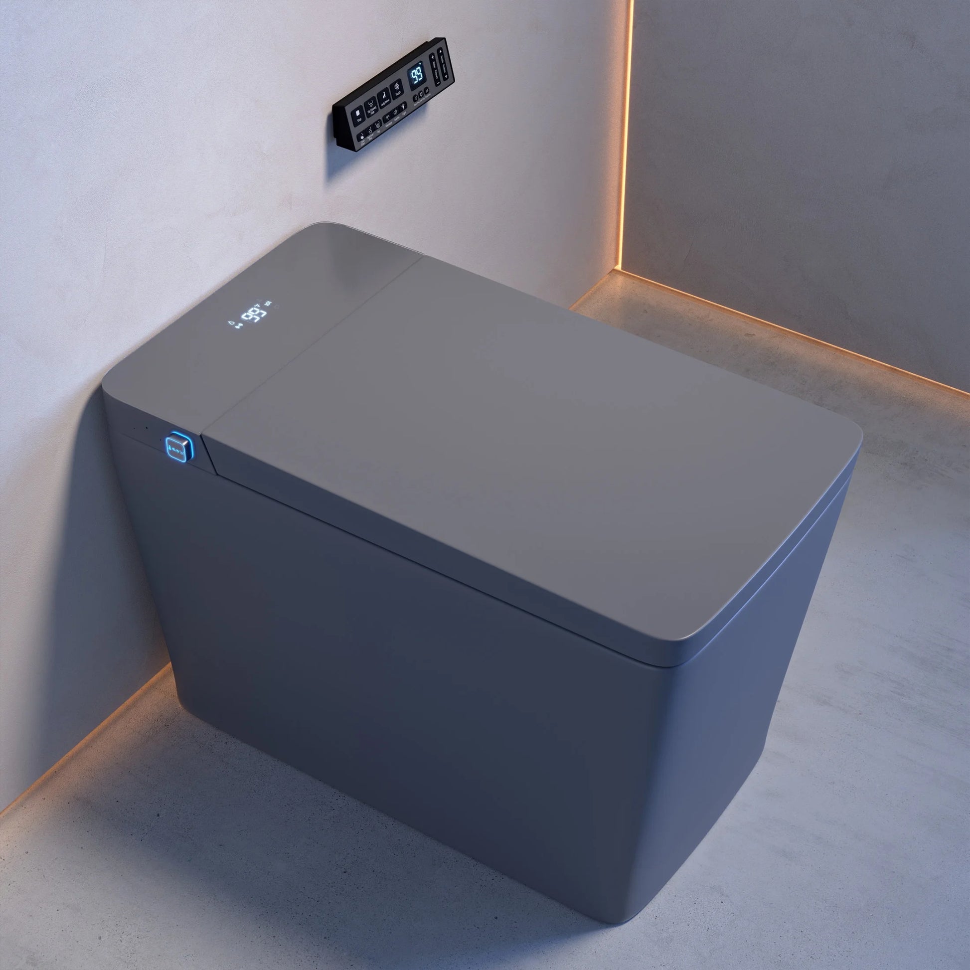 Concorde One Piece Smart Toilet 1.28 GPF in Matte Gray with Heated Bidet, Air Drying, Night Light, Foot Sensor
