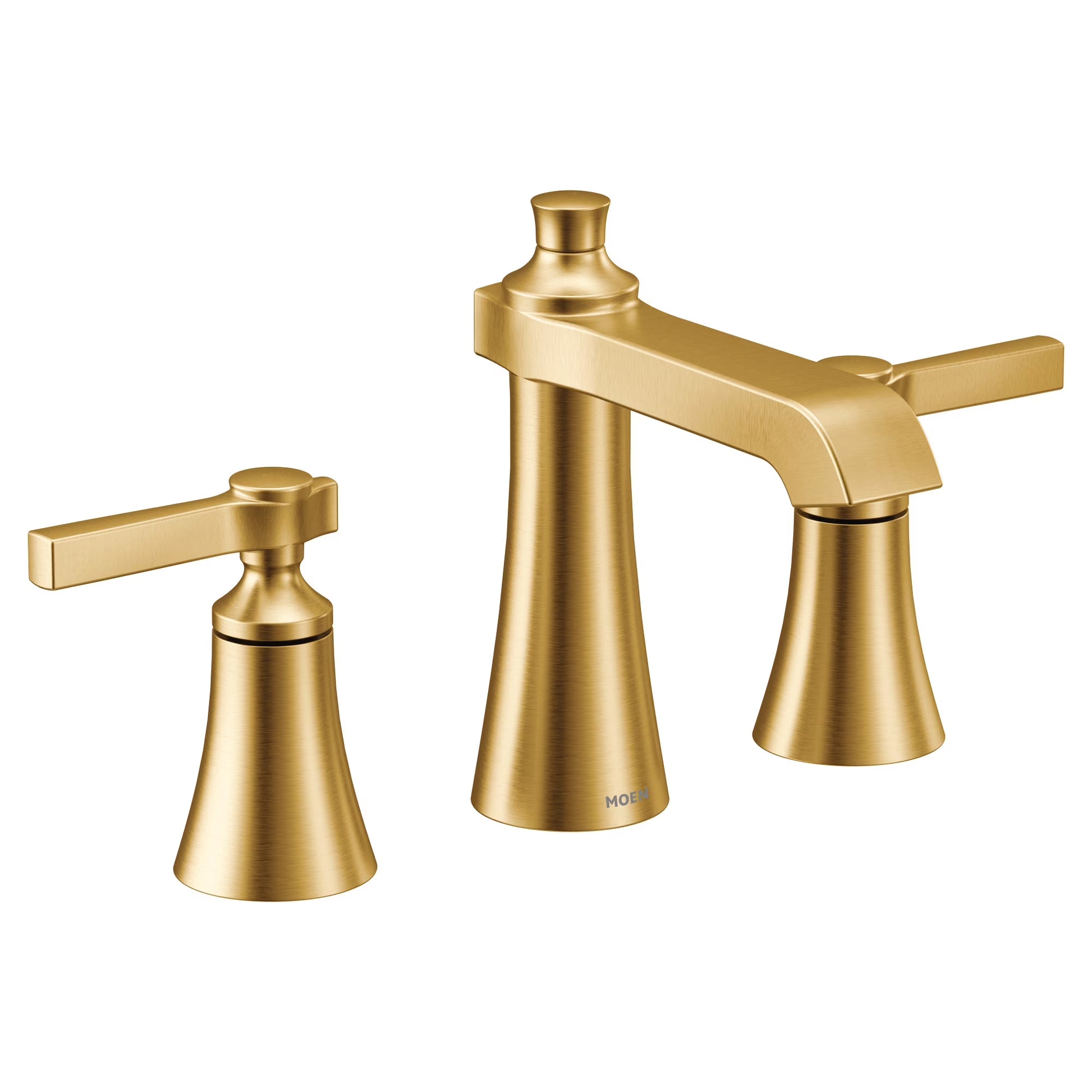 MOEN Flara 8 in. Widespread 2-Handle Bathroom Faucet Trim Kit with Drain Assembly in Polished Nickel