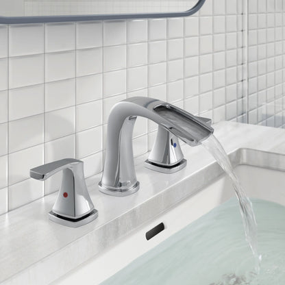 PARLOS Waterfall Widespread Two Handles Bathroom Sink Faucet , Polished Chrome