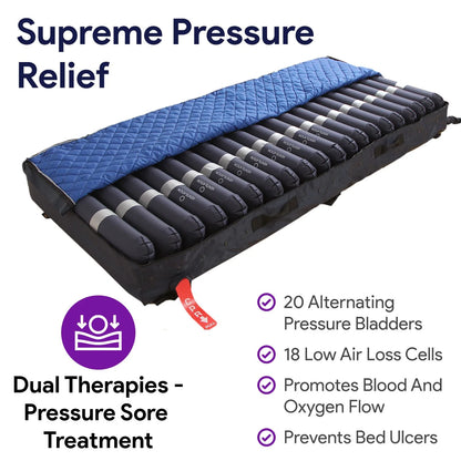 Proheal Low Air Loss Alternating Pressure Air Mattress with Pump - 3" Foam Base - 36° x 80° x 8"
