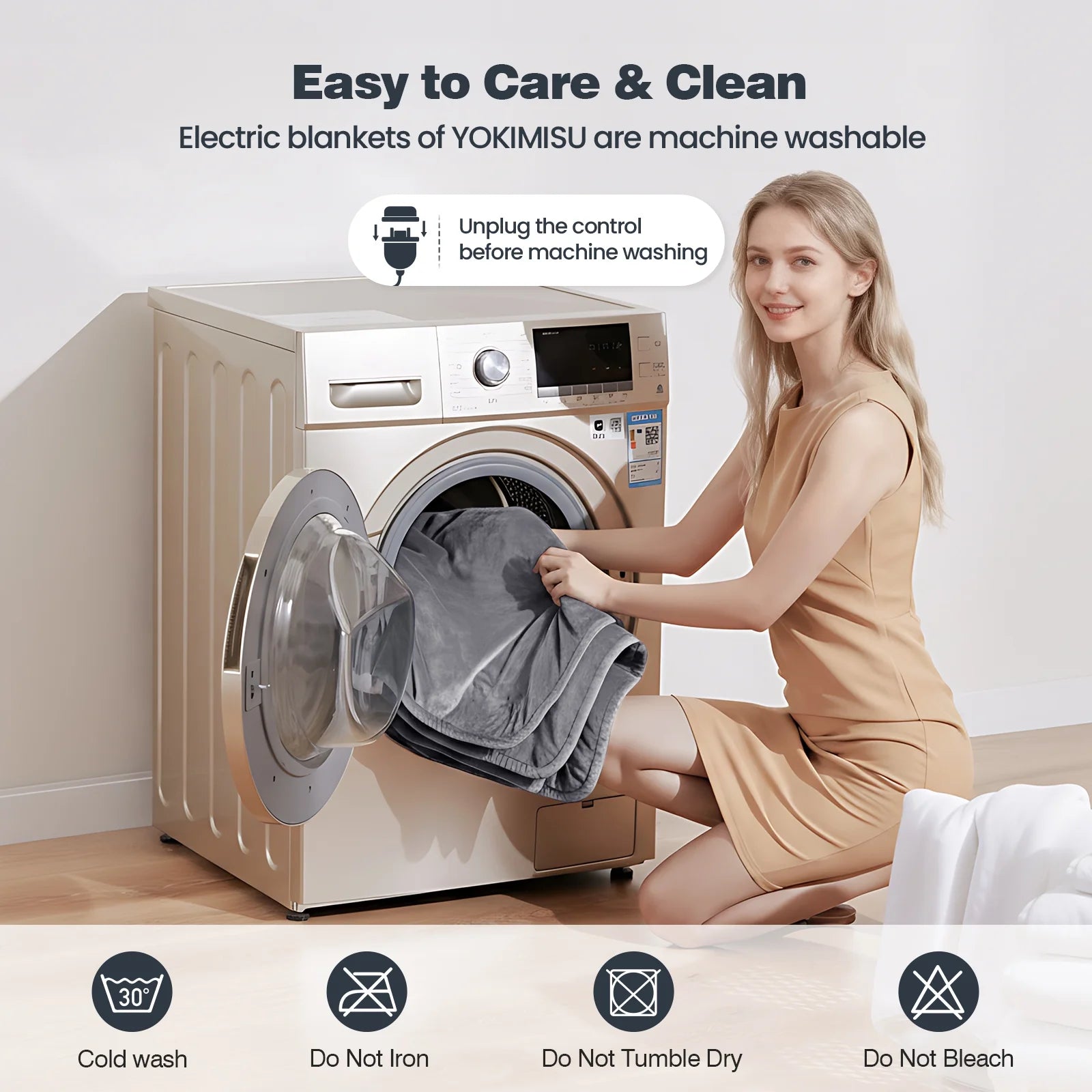 Ocuuziisu Electric Blanket 90" x 100" King Size Heated Blanket, Flannel and Sherpa, 10 Hour Auto-off, 9 Heat Settings, Fast Heating, Machine Washable, Gray