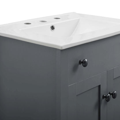 Modway Nantucket 24" Modern Wooden Bathroom Vanity in Gray and White