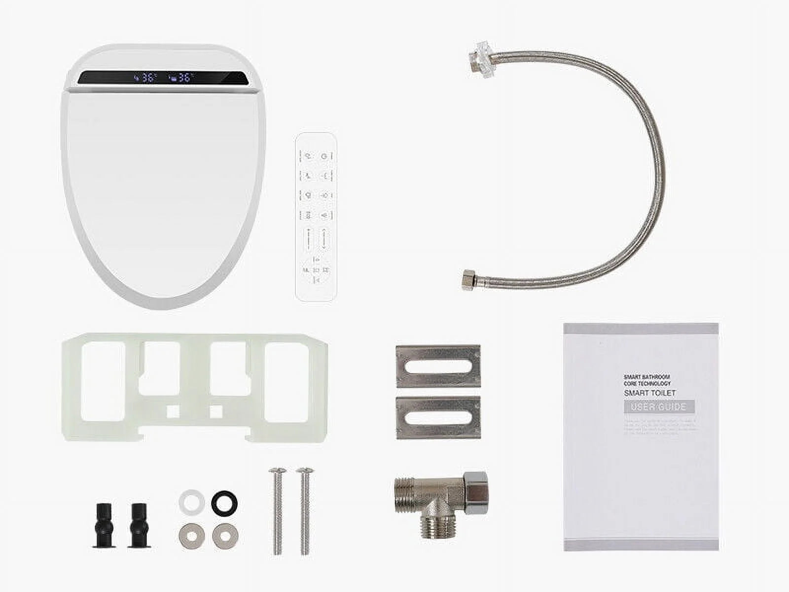 PULUOMIS Elongated Electronic Bidet Toilet Seat White with Heated Seat and Self-Cleaning Nozzle
