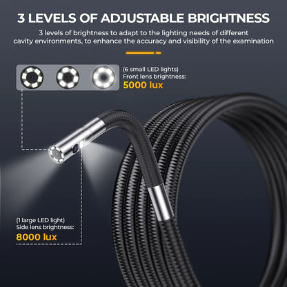 ANCEL AN302 2-Way Articulating Borescope Camera with Light, 0.24in Articulated Probe of 5.25FT Industrial Endoscope Inspection Camera Scope