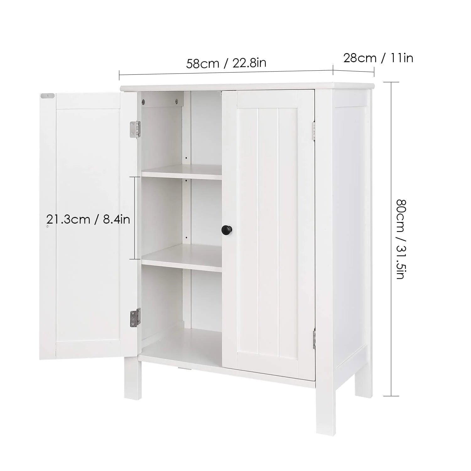 Homfa Bathroom Cabinets Freestanding, Bathroom Storage Floor Cabinet, White Storage Cabinets with Doors and Shelves