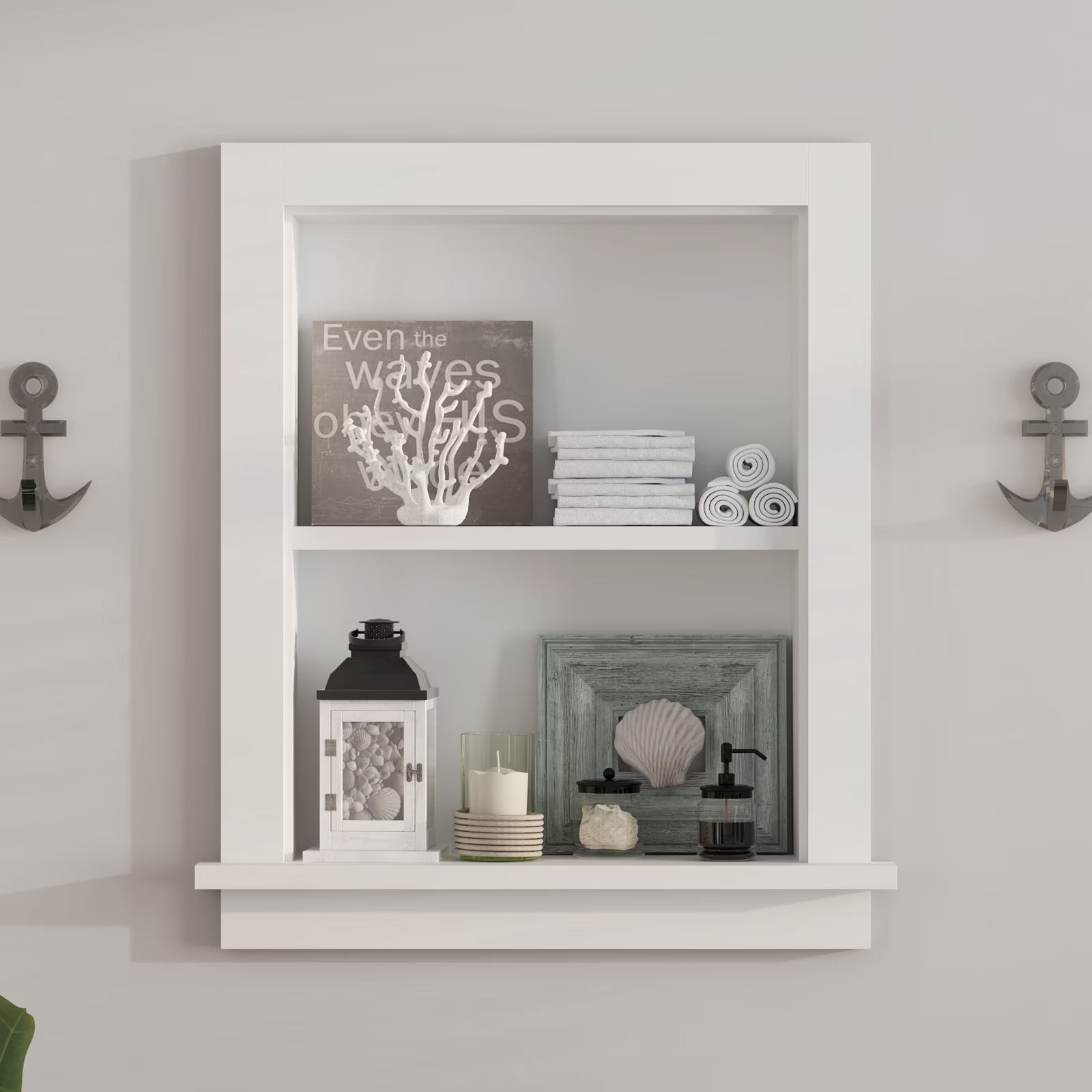Hironpal White 2-Tier Recessed 15x18 Wall Niche Medicine Cabinet Replacement, in The Wall Bathroom Cabinet Insert Shelf/Shelves