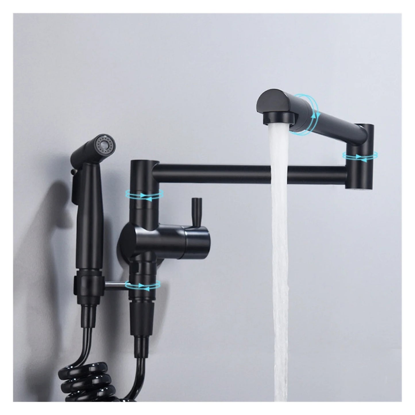 Pot Filler Tap Wall Mounted Foldable Kitchen Faucet With Bidet Sprayer Cold Bidet Faucet Sink Tap Rotate Folding Spout ,Effortless Installation