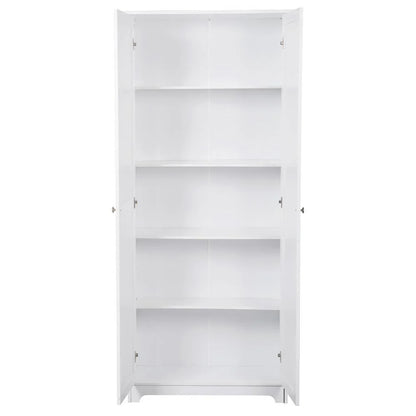 UBesGoo 72" Traditional Freestanding Kitchen Pantry Cabinet Wardrobe Armoire with 4 Adjustable Shelves, White