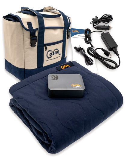 Cozee Electric Blanket Surge Battery Operated Throw Blanket Plus Tote