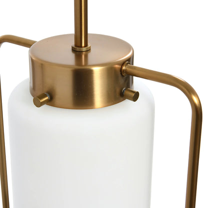 Creative Co-Op Robert Stevenson Lighting Ezra - Metal and Frosted Glass Convertible Flush Mount/Pendant Ceiling Light, Brushed Brass