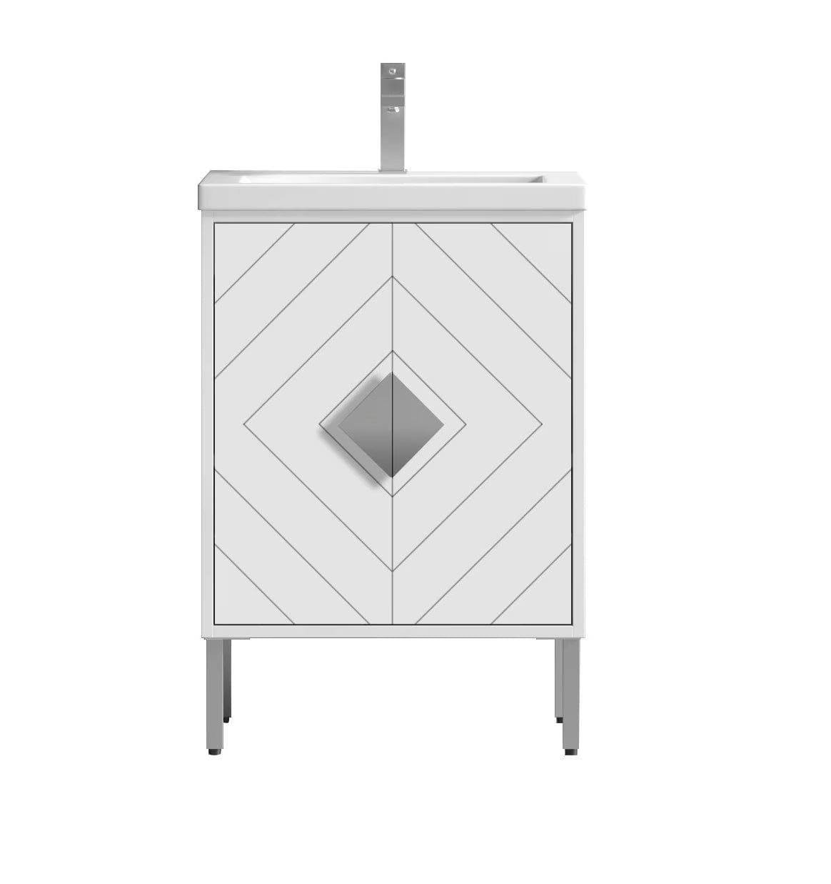 Tennant Brand 24" Modern White Bathroom Vanity with White Acrylic Top