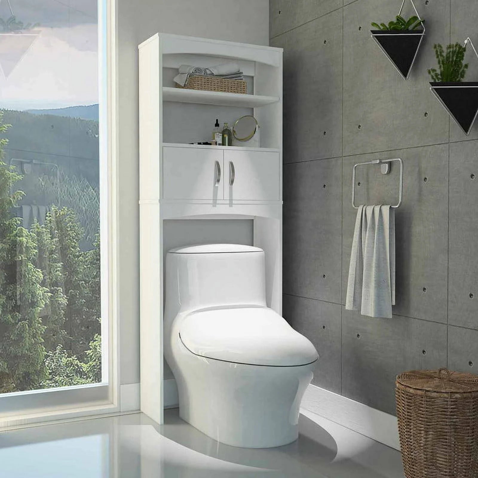 Dasyfly Freestanding Bathroom Over-The-Toilet Storage, Wood Bathroom Space Saver - Espresso
