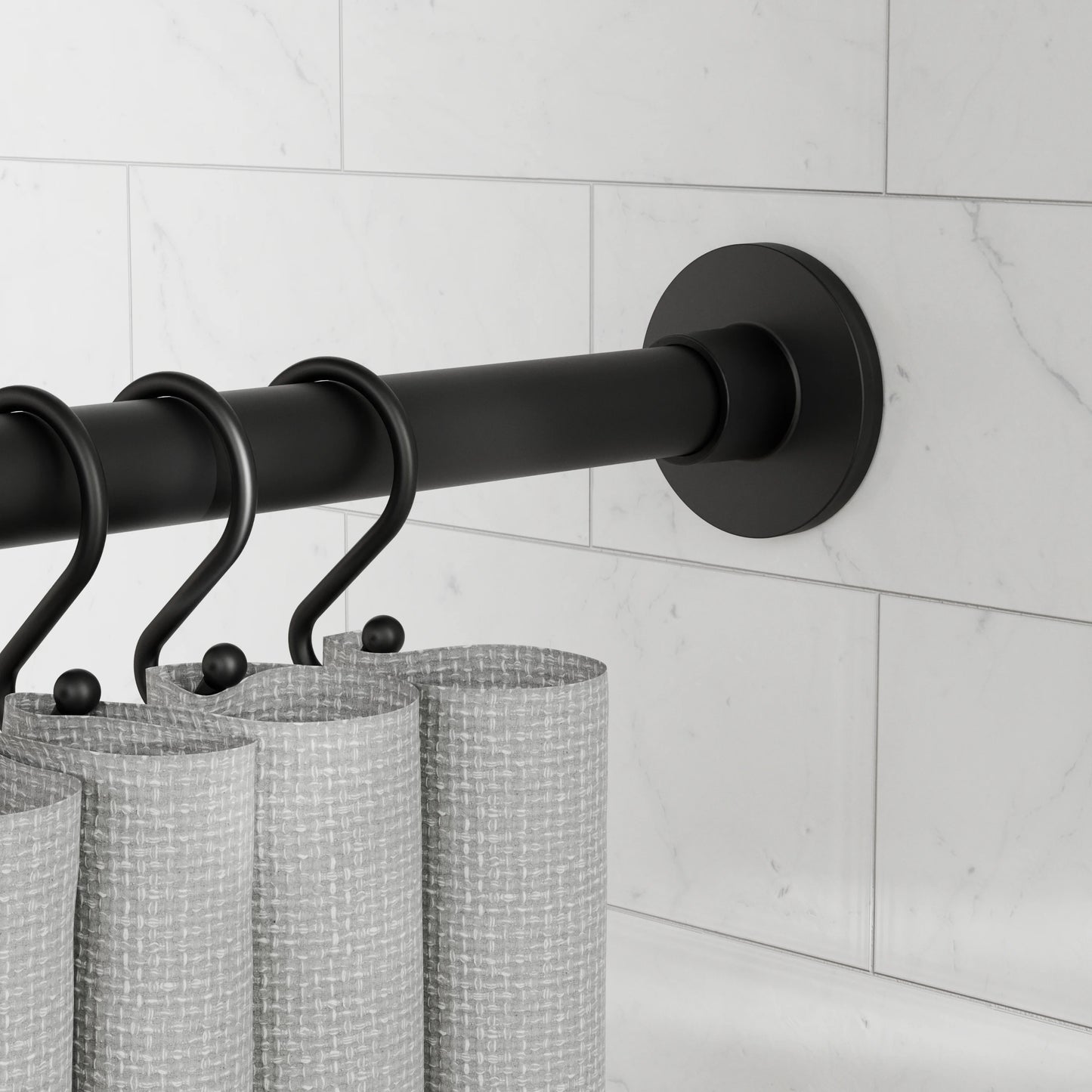 (4 pack) Better Homes & Gardens Rustproof 43°?- 72°?Modern Adjustable Tension Shower Curtain Rod, Matte Black