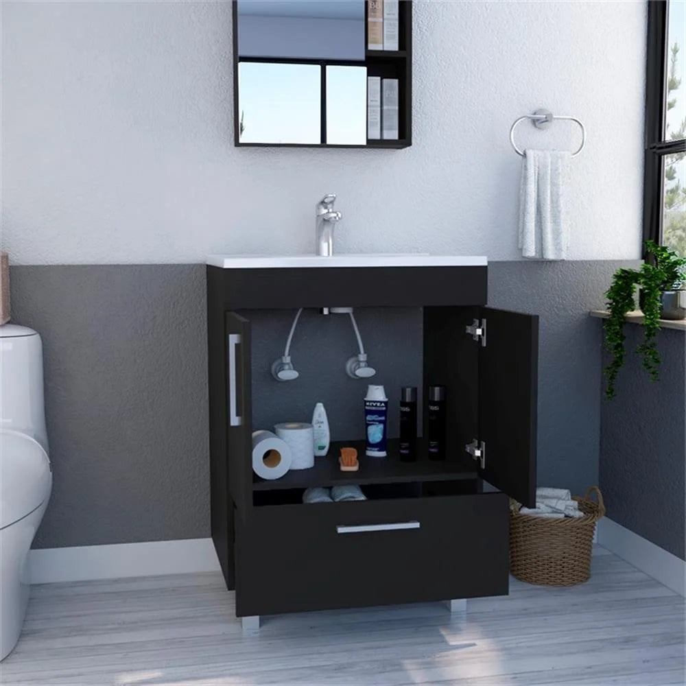 FM FURNITURE Otello Engineered Wood Single Bathroom Vanity in Black