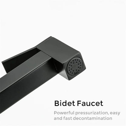 Bidet Toilet Faucet, Solid Brass Bidet Faucet Muslim Ducha Hygienic Shower, Matte Black Hot and Cold Water Mixer Tap