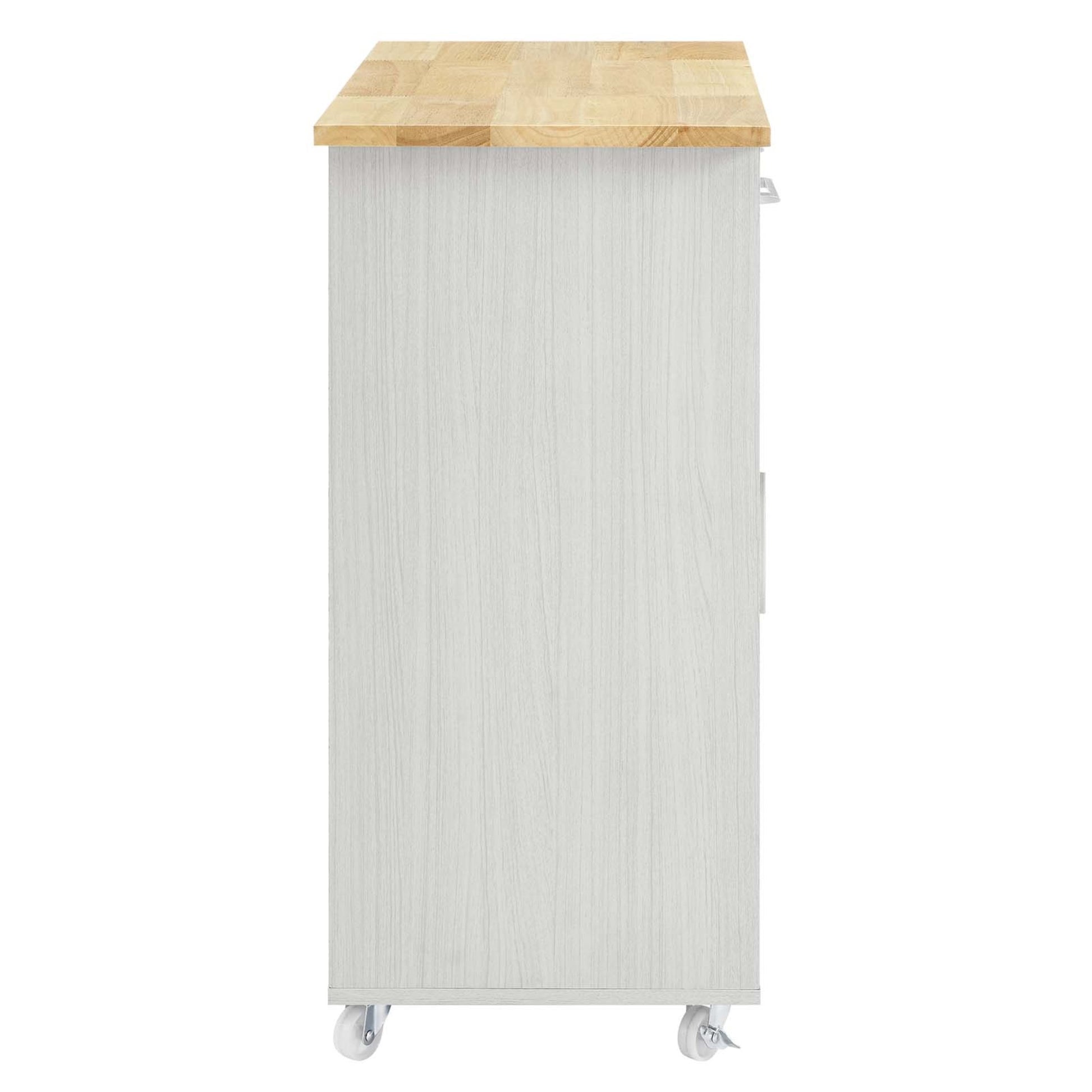 Modway Culinary Kitchen Cart With Towel Bar in White Natural