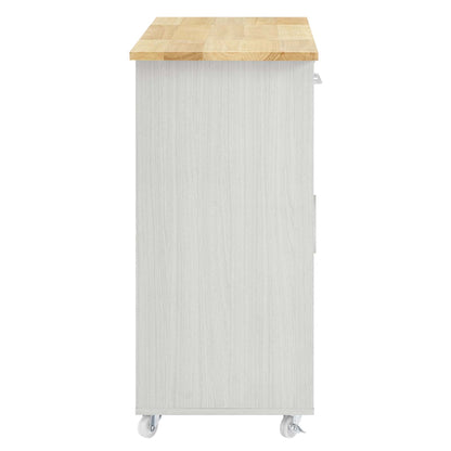 Modway Culinary Kitchen Cart With Towel Bar in White Natural