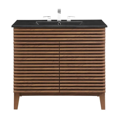 Modway Render 36" Bathroom Vanity in Walnut Black