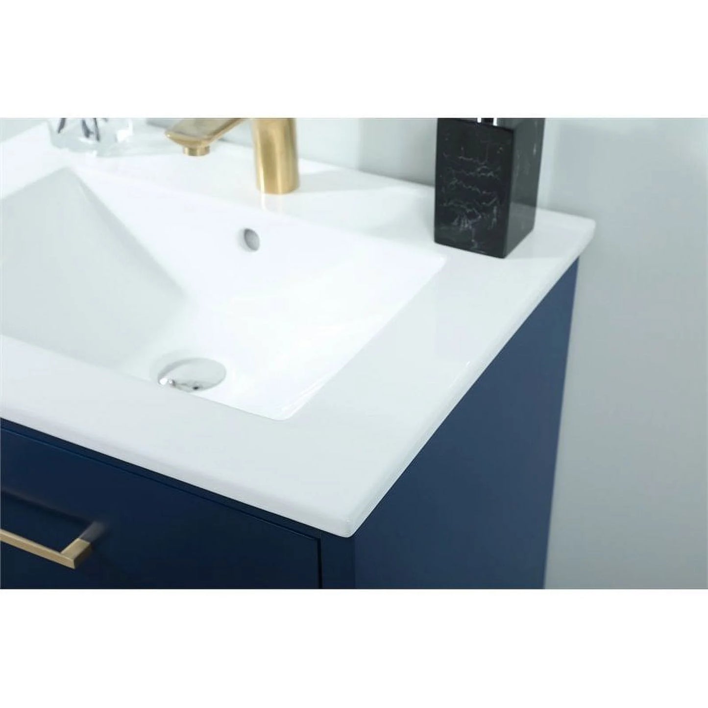 Elegant Decor Boise 24" Solid Wood and MDF Bathroom Vanity in Blue