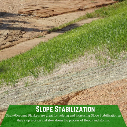 Erosion Control Blanket - Straw/Coconut Erosion Control Blanket, Coconut Garden and Landscape Cover, Erosion Control Blanket, Straw Blanket, Erosion Control, Mulch, Slope Stabilizer
