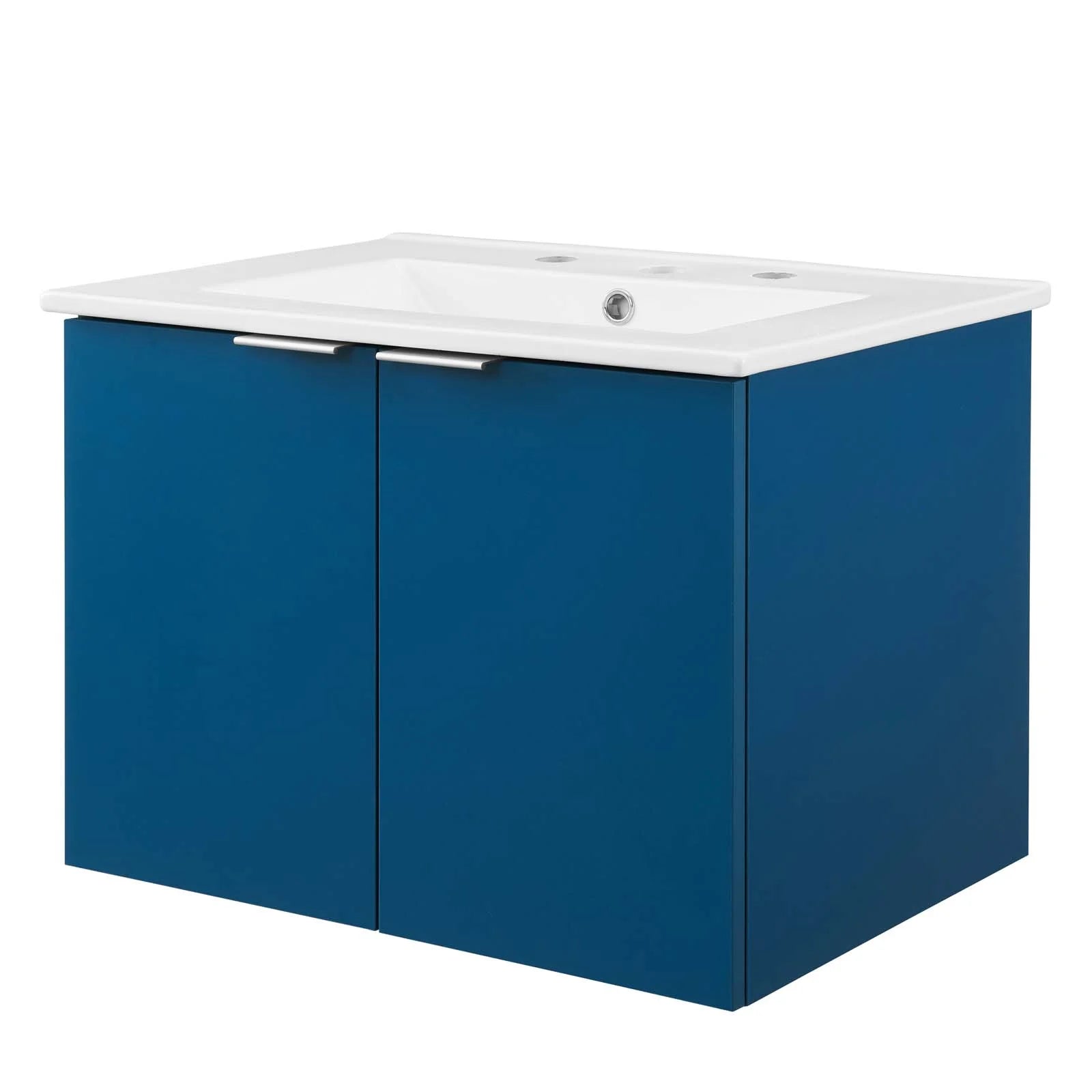 Sink Vanity Cabinet, Wall Mounted, Melamine, Green White, Modern Contemporary Urban Design, Hotel Bedroom Bathroom Master Suite Guest