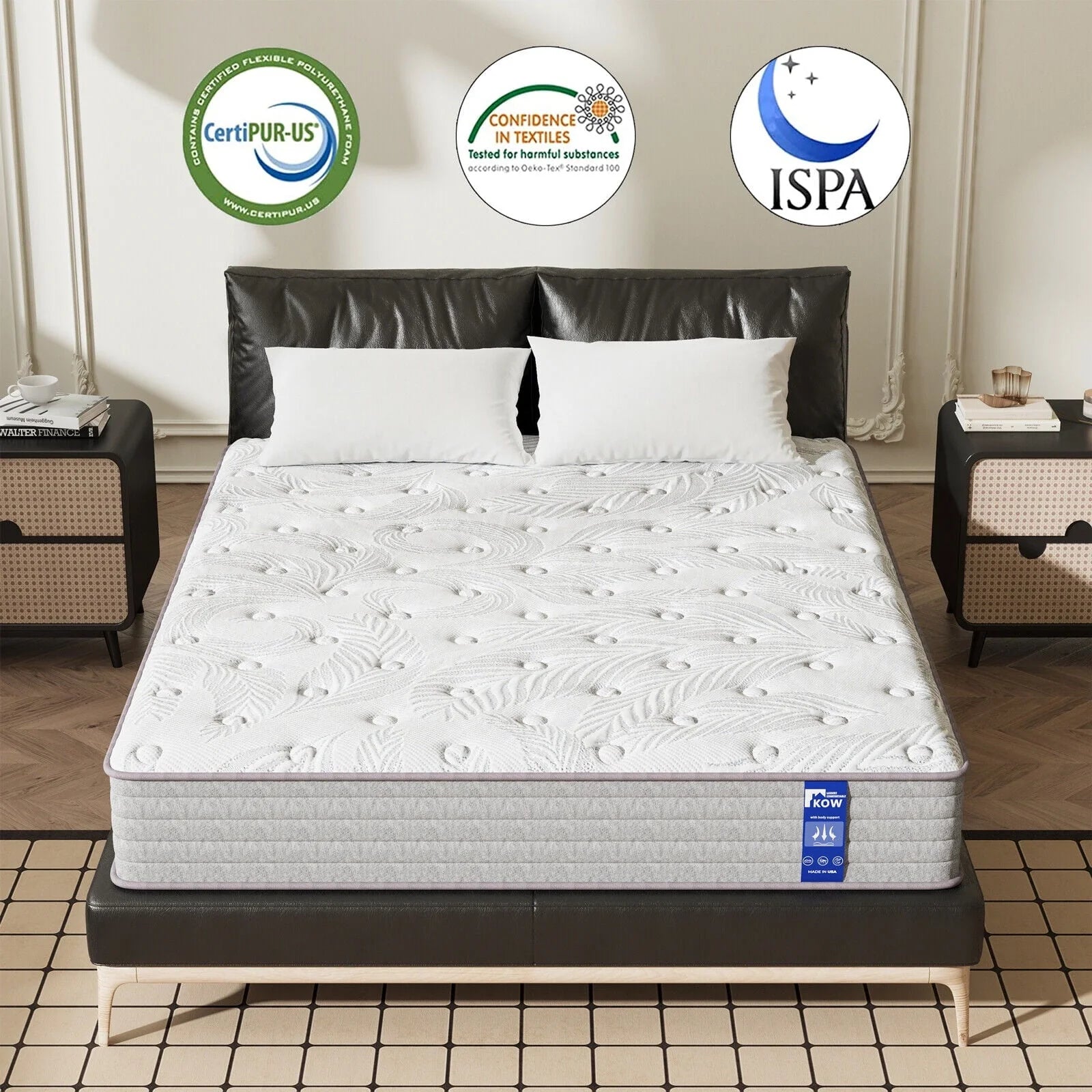 KOW® 12 inch Hybrid Mattress, Full Size Medium Firm innerspring Mattress in a Box, with 3 Layer Premium Foam and Pocket Springs,